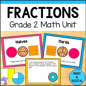 Preview of Fractions Unit - Fair Share Activities, Worksheets, Test Grade 2 Math (Ontario)