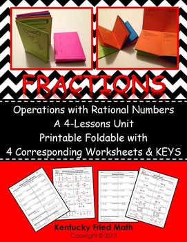 Preview of Fractions Unit Operations w Rational No. Printable Foldable Interactive Notebook