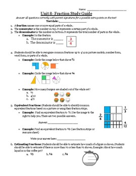 Preview of Fractions Unit Study Guide