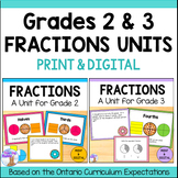 Fractions Units for Grades 2 & 3 Math (Ontario) Print & Digital