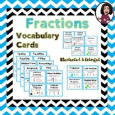 Fractions Vocabulary Cards Grades 3-5