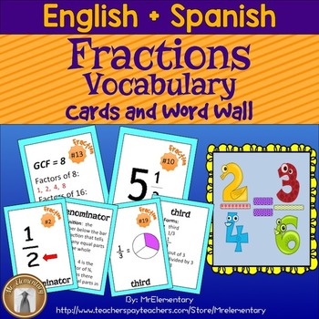 Preview of Fraction Vocabulary Trading Card Activities and Posters