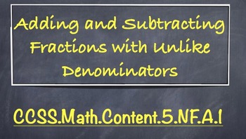 Preview of Fractions With Unlike Denominators 5th Grade B.E.S.T. Standards Math