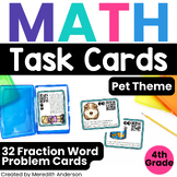 Fractions Task Cards for 4th Grade Review and Test Prep Ea