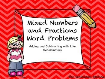 Preview of Fractions Word Problem Task Cards with Like Denominators