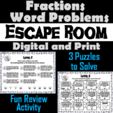 Fractions Word Problems Activity: Escape Room Math Breakout Game