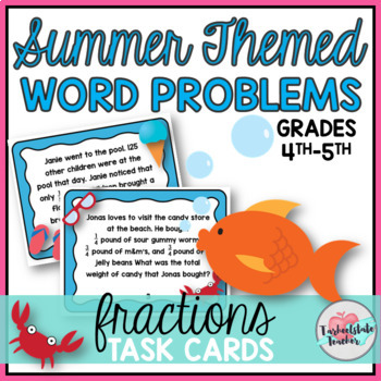 Preview of Fractions Word Problems Task Cards Activities - 4th Grade Math Review 5th Grade
