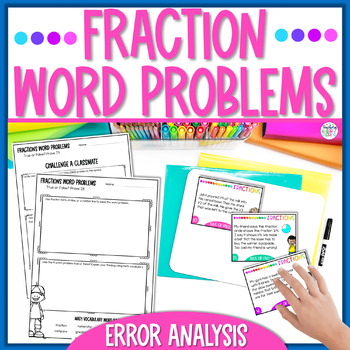 Fractions Word Problems Task Cards - Error Analysis