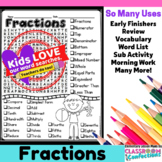 Fractions Word Search Activity : Early Finishers : Morning