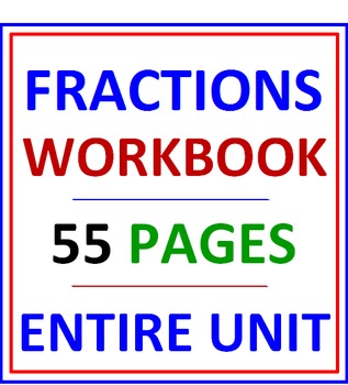 Preview of Fractions Workbook 55 Pages Includes Word Problems