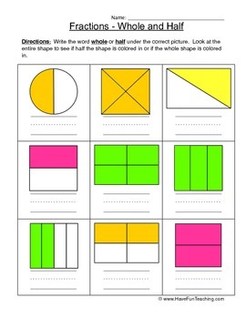 Preview of Fractions Worksheet