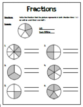 Preview of Fractions Worksheet - Great for First Day Practice!