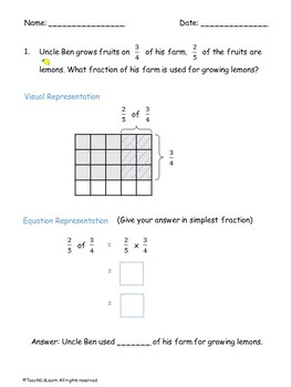 fractions worksheets 5th 6th grade multiplying proper fractions word
