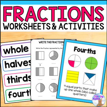 Fractions Worksheets, Activities, Task Cards, & Match Game | TPT