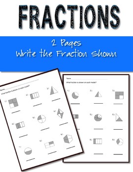 fractions worksheets basic write the fraction shown set