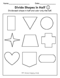 Fractions Worksheets - Halves | Kindergarten, 1st Grade