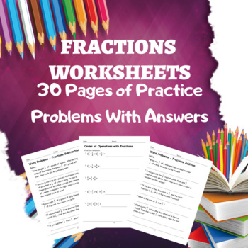 Fractions Worksheets, Order of Operations with Fractions, Word Problems