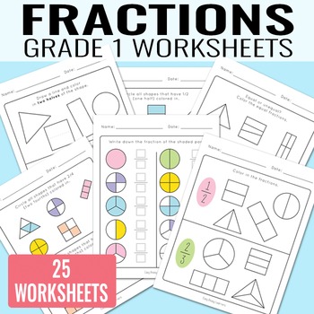 Preview of Fractions Worksheets for Grade 1