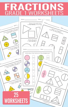 Fractions Worksheets for Grade 1 by Easy Peasy Learners | TpT