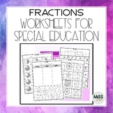 Fractions Worksheets for Special Education & ESY