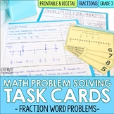 3rd Grade Fractions Math Word Problem Task Cards | | Print & Digital
