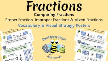 Preview of Fractions and Comparing Fractions - Vocabulary & Visual Strategy Posters