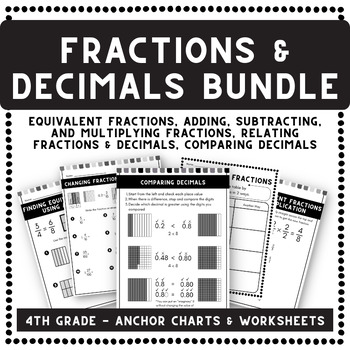 Preview of Fractions and Decimals BUNDLE | 4th grade Anchor Charts & Worksheets