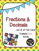 Fractions and Decimals Dice Activity Task Cards