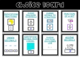 Fractions and Decimals Digital Choice Board | 8 Activities