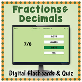 DIGITAL Fractions and Decimals Flashcards and Quiz