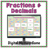 DIGITAL Fractions and Decimals Memory Matching Card Game