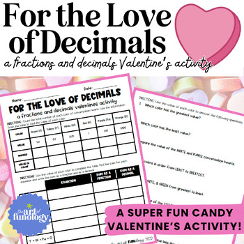 Preview of Fractions and Decimals Valentine's Day Activity | 4.NF.5, 4.NF.6, 4.NF.7