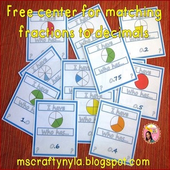 Preview of Fractions and Decimals - Free - I Have - Who Has