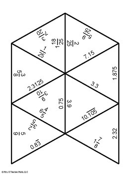 fractions and decimals hexagon puzzle by mrs e teaches math tpt