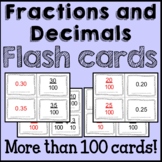 Fractions and Decimals Math Flash Cards Common Core 4th Grade