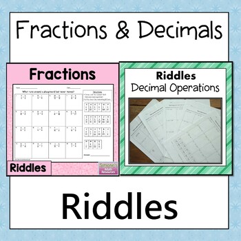 Preview of Fractions and Decimals Math Riddles Bundle