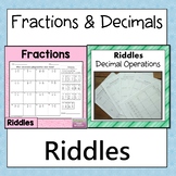 Fractions and Decimals Math Riddles Bundle