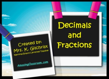 Preview of Fractions and Decimals SMART Notebook Lesson