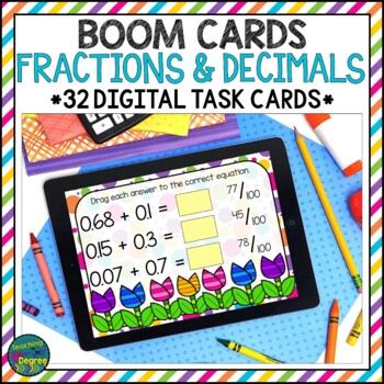 Preview of Fractions and Decimals Spring Themed BOOM Cards