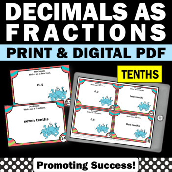 Preview of Converting Fractions to Decimals Place Value Games Math Task Cards 4.NF.C.5