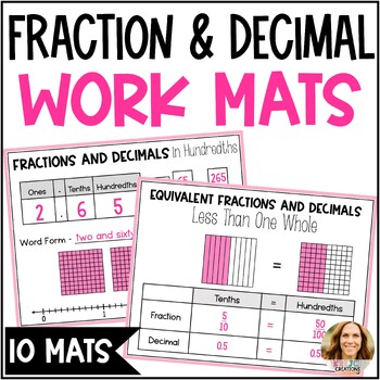 Preview of Fractions and Decimals Work Mats with Tenths and Hundredths - 4th Grade Math