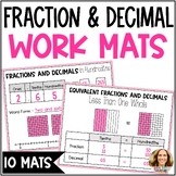 Fractions and Decimals Work Mats with Tenths and Hundredth