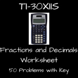 TI-30XIIS Calculator - Fractions and Decimals task and Key