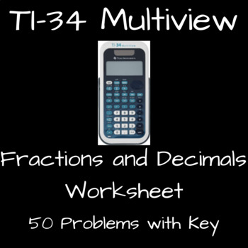Preview of TI-34 Multiview Calculator - Fractions and Decimals task and Key