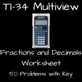 TI-34 Multiview Calculator - Fractions and Decimals task and Key