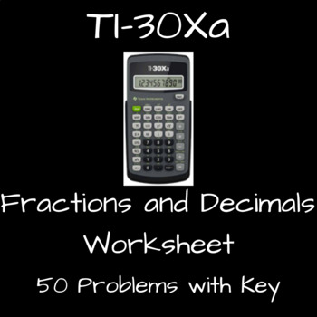 Preview of TI-30Xa Calculator - Fractions and Decimals task and Key