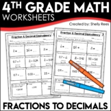 Fractions and Decimals Worksheets