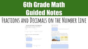 Preview of Fractions and Decimals on the Number Line Guided Notes - Editable