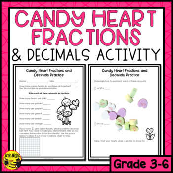 Preview of Fractions and Decimals Activity | Valentine's Day Math