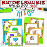 Fractions and Equal or Unequal Parts Math Write the Room Bundle